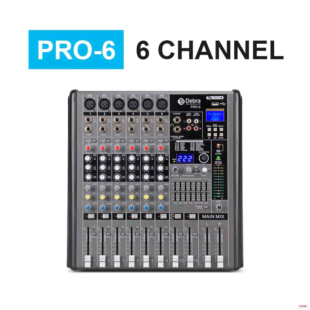 Debra Audio PRO 6 каналов с 256 DSP звуковые эффекты Bluetooth студийный микшер аудио DJ звуковой